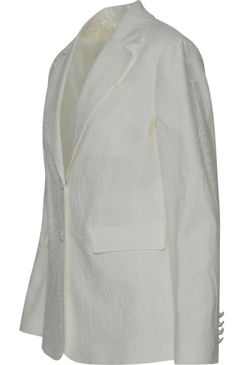 Etro Coats & Jackets for Women Etro Ivory Cotton Blend Blazer Jacket