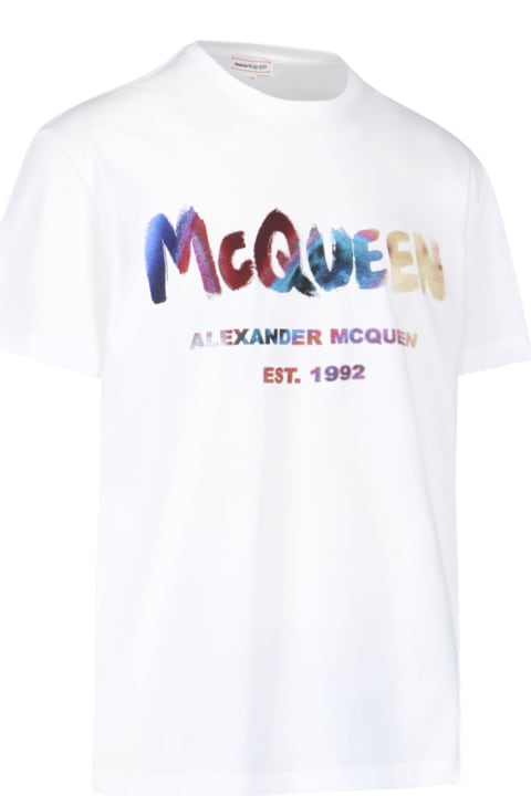 Alexander McQueen Topwear for Men Alexander McQueen Graffiti Logo T-shirt