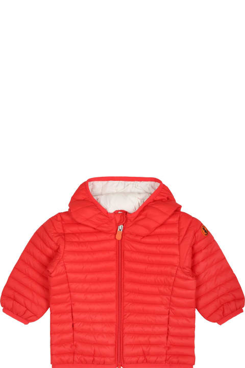 Topwear for Baby Girls Save the Duck Red Downn-jacket Nene For Baby Boy With Logo