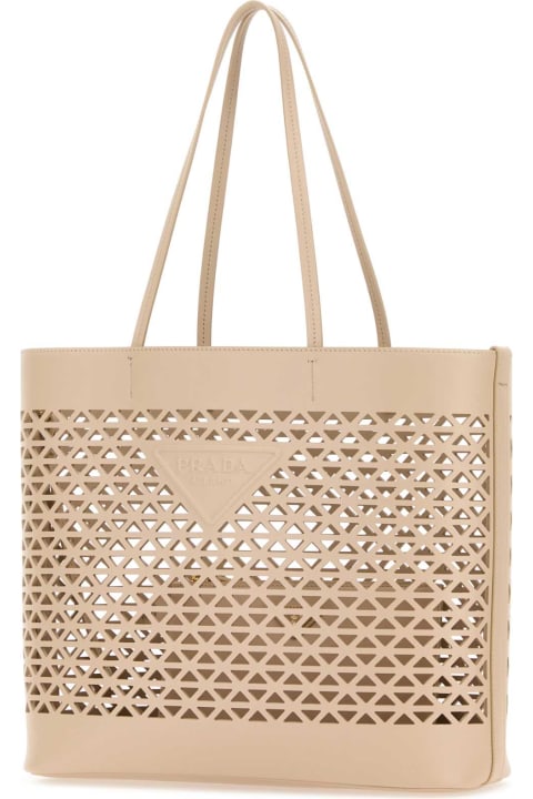 Prada Totes for Women Prada Sand Leather Shopping Bag