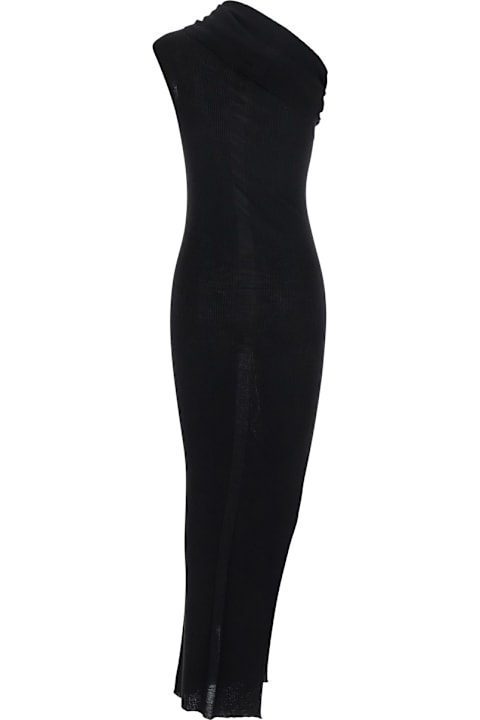 أدوات منزلية Rick Owens 
athena
 Black Dress With Front Neckline And Side Slit In Fabric Woman
