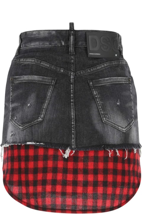 Fashion for Women Dsquared2 Black Denim Mini Skirt