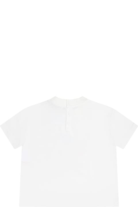 Topwear for Baby Girls Emporio Armani White T-shirt For Baby Boy With The Smurfs