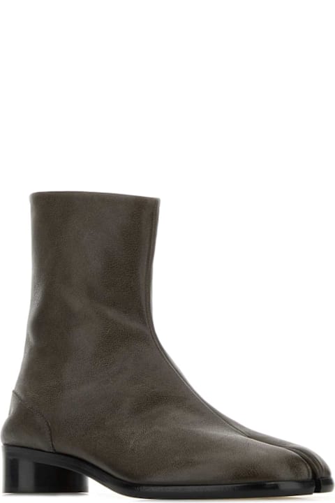 Homeware Maison Margiela Olive Green Leather Tabi Ankle Boots