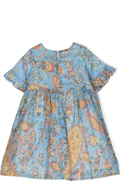 Bodysuits & Sets for Baby Girls Etro Light Blue Dress With Paisley Print