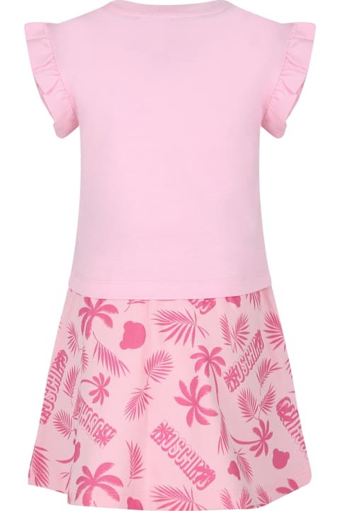 ガールズ Moschinoのジャンプスーツ Moschino Pink Suit For Girl With Teddy Bear And Logo