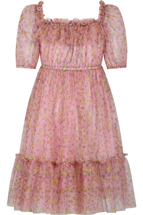 Dresses for Girls Philosophy di Lorenzo Serafini Kids Pink Dress For Girl With Floral Print