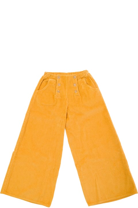 Emile Et Ida Bottoms for Girls Emile Et Ida Yellow Pants With Front Buttons In Corduroy Girl