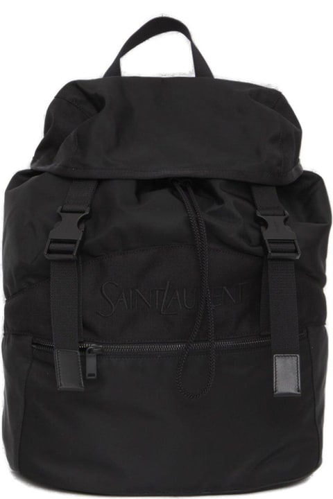 Logo Embroidered Buckle Fastening Backpack