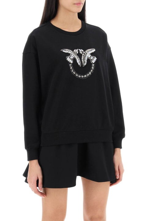 Fleeces & Tracksuits for Women Pinko Nelly Sweatshirt With Love Birds Embroidery