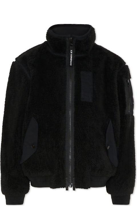 C.P. Company Undersixteen for Men C.P. Company Undersixteen Black Faux Fur Coat For Boy With Lens
