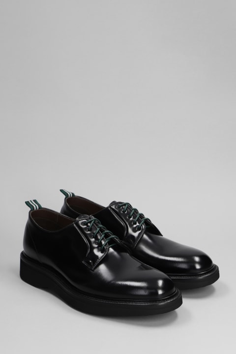 Green George Loafers & Boat Shoes for Men Green George Lace Up Shoes In Black Leather