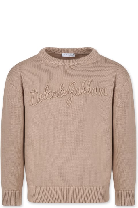 Dolce & Gabbana Sweaters & Sweatshirts for Boys Dolce & Gabbana Beige Sweat For Boy With Logo