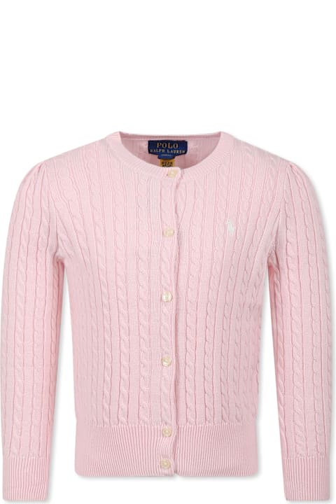 Fashion for Girls Ralph Lauren Pink Cardigan For Girl Wih Horse