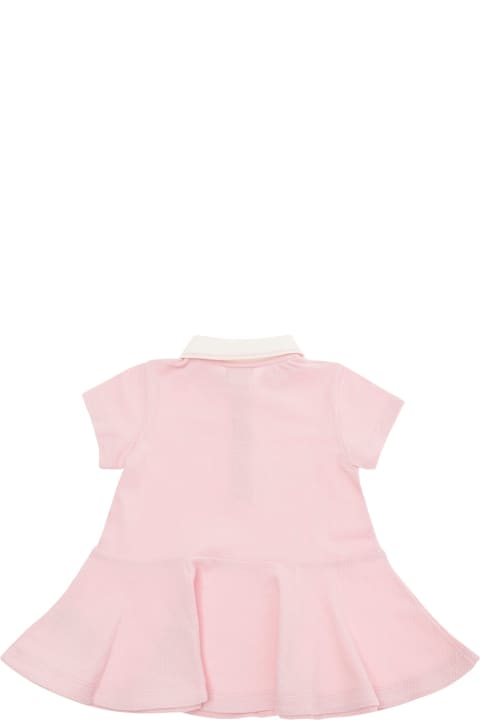 Sale for Kids Fendi Pink Dress With Logo Embrodery And Pleated Skirt In Cotton Piquet Baby