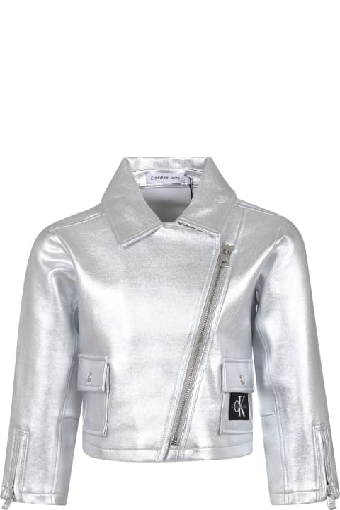ガールズ Calvin Kleinのコート＆ジャケット Calvin Klein Silver Jacket For Girl With Logo