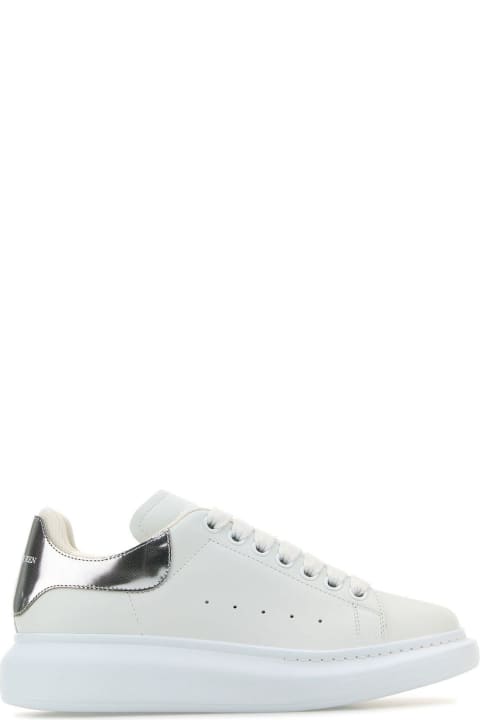 Alexander McQueen Sneakers for Women Alexander McQueen White Leather Sneakers With Silver Leather Heel