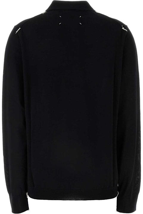 Maison Margiela ملابس علوية لـ السيدات Maison Margiela Black Wool Polo Shirt