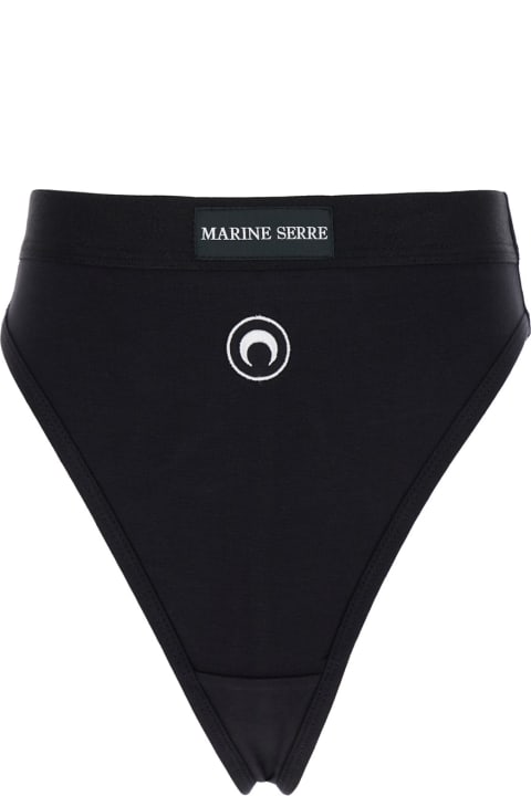 Marine Serre Underwear & Nightwear for Women Marine Serre Black Briefs With 'crescent Moon' Logo In Cotton Woman