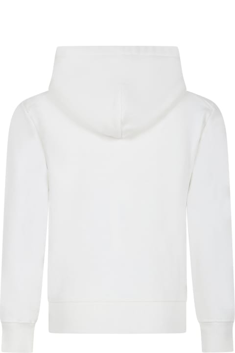 Autry Kids Autry White Hoodie For Kids With Logo