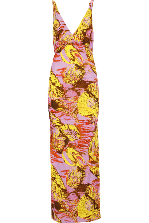 Pinko for Women Pinko Graphic Printed V-neck Midi Dress