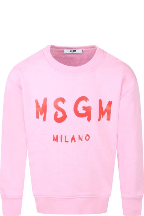 Pink Sweatshirt For Girl With Logo