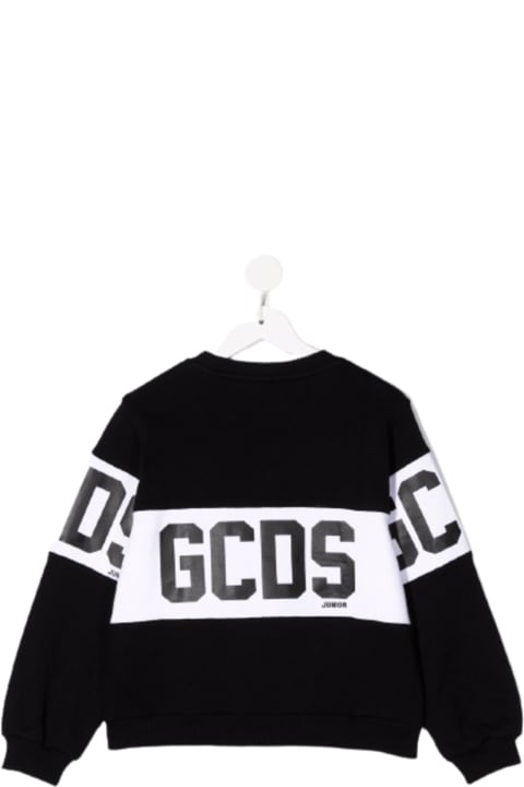 Gcds  Boy's Black Cotton Crew Neck Sweatshirt With Logo
