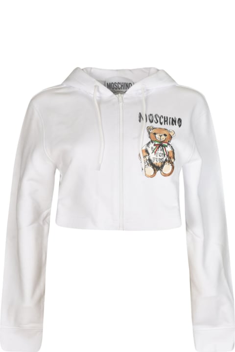 Moschino Coats & Jackets for Women Moschino Logo Bear Cropped Zip Hoodie