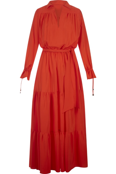 Fashion for Women Kiton Bright Orange Silk Shirt Long Dress