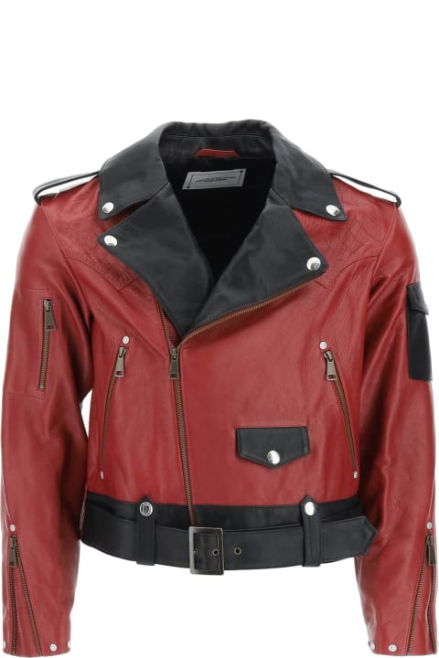 Two-tone Leather Biker Jacket