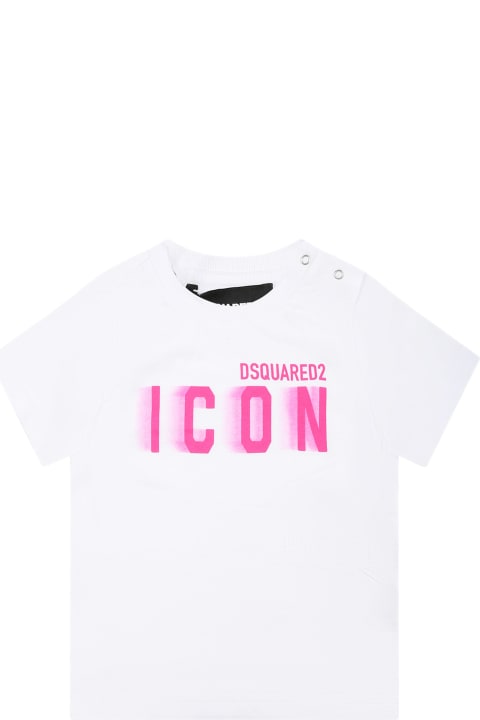 T-Shirts & Polo Shirts for Baby Girls Dsquared2 White T-shirt For Baby Girl With Logo