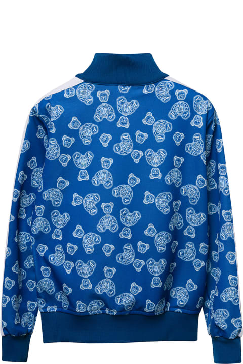 Palm Angels for Kids Palm Angels Blue Track Sweatshirt With All-over 'paisley' Print In Cotton Blend Boy