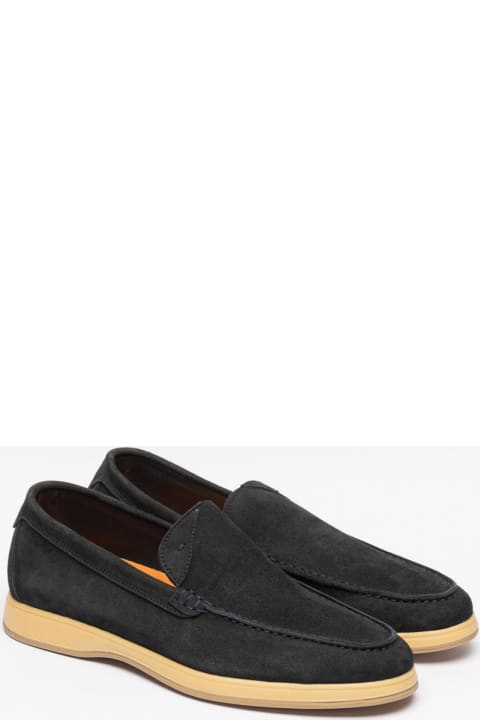 Andrea Ventura Shoes for Men Andrea Ventura Aquariva 80 Blue Navy Suede Unlined Slip-on Loafer