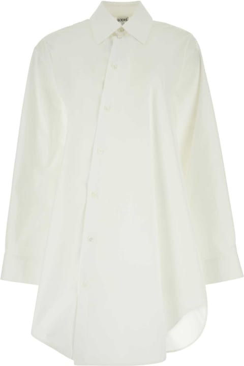 Loewe Topwear for Women Loewe White Poplin Shirt Dress