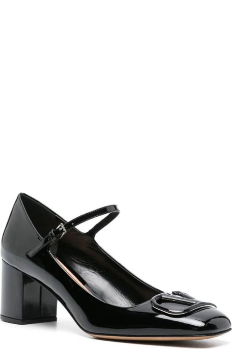 High-Heeled Shoes for Women Valentino Garavani Vlogo Plaque Square Toe Pumps