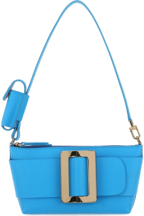 Shoulder Bags for Women BOYY Light Blue Leather Buckle Shoulder Bag
