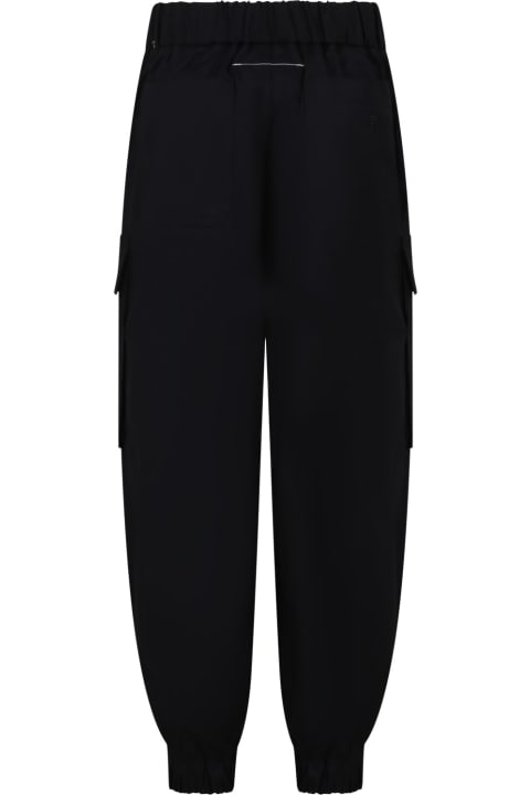 Bottoms for Boys MM6 Maison Margiela Black Trousers For Kids With Logo