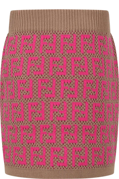 Fendi for Kids Fendi Brown Skirt For Girl With Double Ff