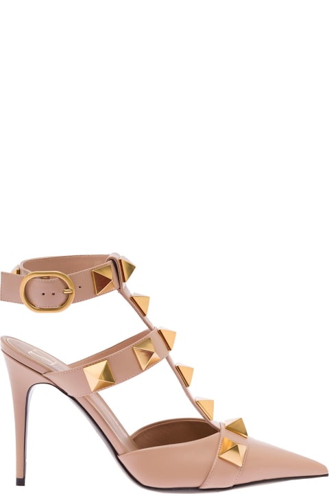 Valentino Garavani Woman Powder Pink Leather Pumps With Studs
