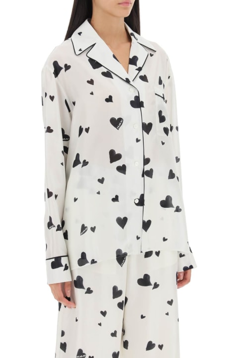 Marni Topwear for Women Marni Bunch Of Hearts Print Silk Pajama Shirt