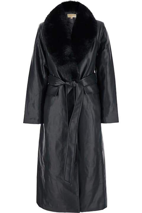 MICHAEL Michael Kors Coats & Jackets for Women MICHAEL Michael Kors Faux Leather Robe Coat W Fx Fur Collar