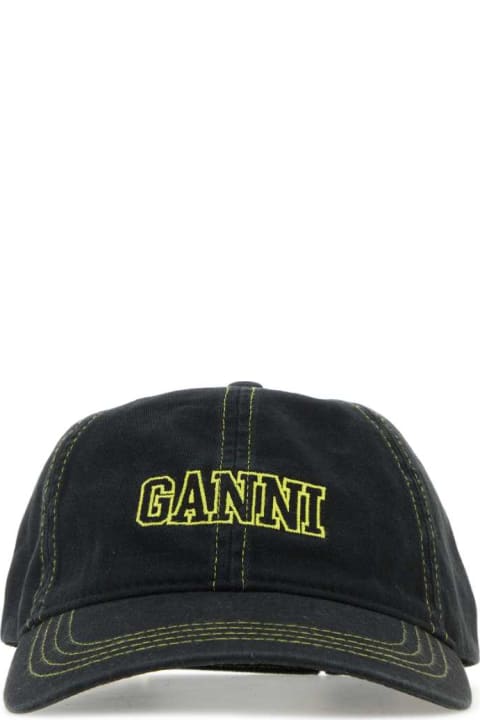 Ganni Hair Accessories for Women Ganni Black Cotton Baseball Cap