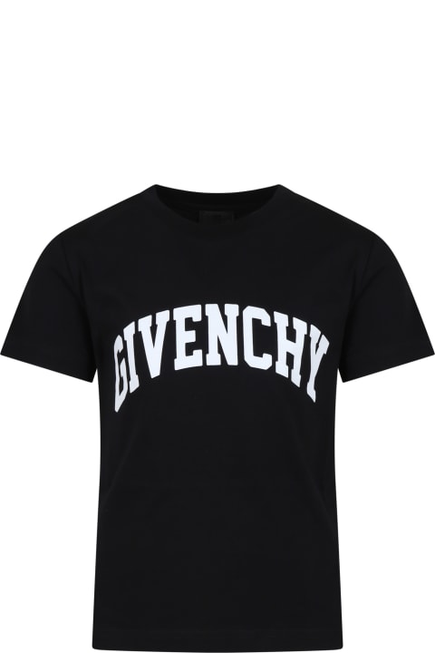 ボーイズ Givenchyのトップス Givenchy Black T-shirt For Boy With Logo
