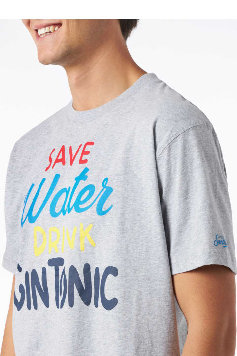 أدوات منزلية MC2 Saint Barth Man Heavy Cotton T-shirt With Gin Tonic Print