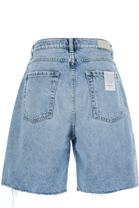 ウィメンズ Icon Denimのウェア Icon Denim 'lea' Light Blue Bermuda Shorts With Rips In Cotton Denim Woman