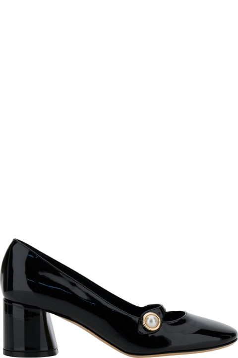 Casadei High-Heeled Shoes for Women Casadei 'emily' Black Pointed Pumps With Pearl Detail In Patent Leather Woman