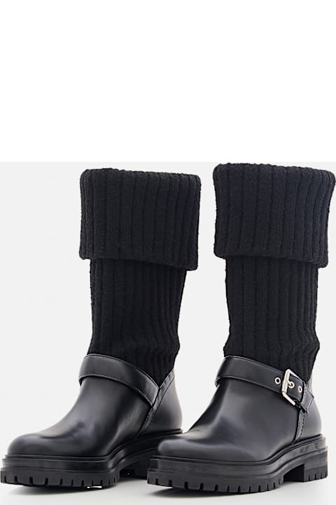 Gianvito Rossi أحذية لـ السيدات Gianvito Rossi Calf And Knit Boots