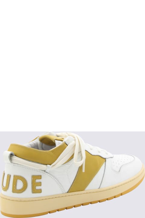Rhude Sneakers for Men Rhude White And Mustard Leather Sneakers