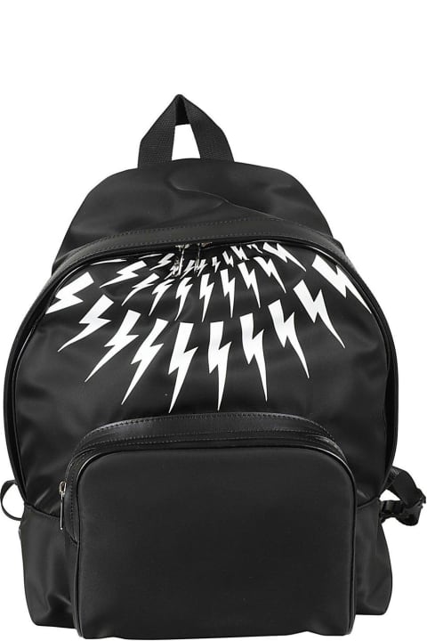 Neil Barrett Bags for Men Neil Barrett Thunder Printed Zipped Backpack