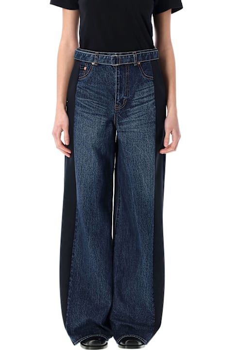 Sacai الجينز لـ السيدات Sacai Wide Denim Pant